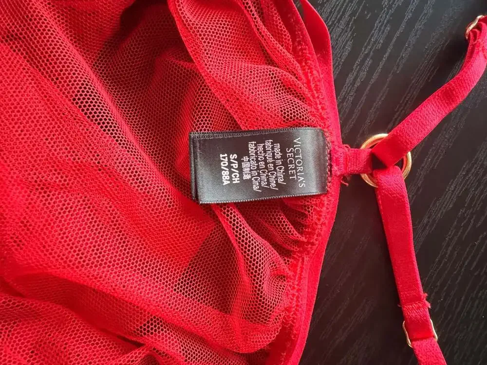 Victoria's Secret Red Lace and Mesh Strappy Flyaway Babydoll Chemise